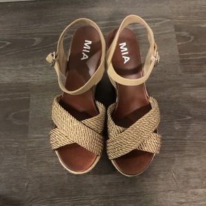 MIA | Shoes | Mia Bronze Bombshell Wedge Sandals Size 75 | Poshmark